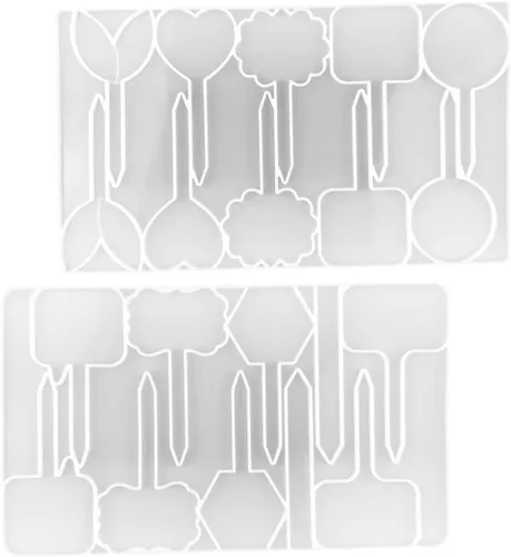 2 plantillas de etiquetas de plantas, moldes de resina de silicona, moldes de ornamento para resina epoxi, etiquetas decorativas de jardín,