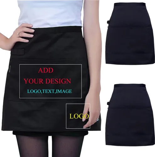 Miniatura 9 de Delantal personalizado personalizado Ropa de trabajo tela para hombres mujeres cocina delantales con bolsillos nombre texto logotipo imagen