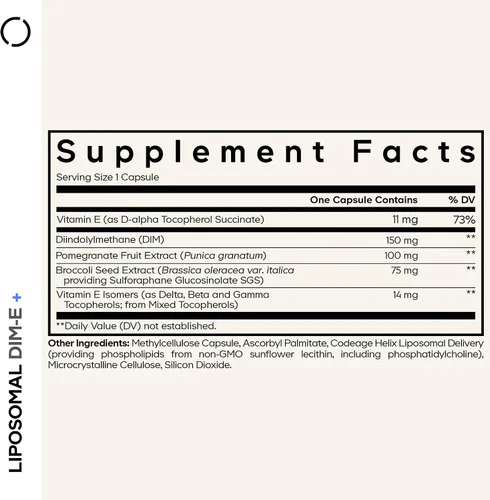 Miniatura 2 de Codeage Suplemento DIM liposomal – 4 meses de suministro de vitaminas DIM y SGS, granada, brócoli, isómeros de vitamina E tocoferoles