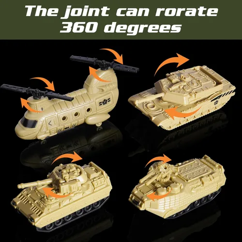 Miniatura 5 de XDUOYJOY Juegos de juguetes militares con misiles lanzables, juguetes del ejército con 9 vehículos, camiones helicópteros, figuras de acción