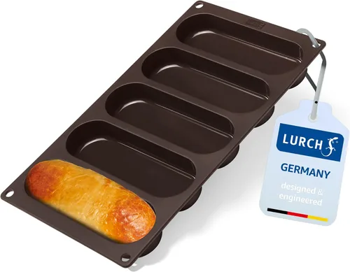 Miniatura 8 de LURCH Molde para bollos para perros calientes Molde de silicona antiadherente flexible para hornear Bandeja de pan, rollos, pasteles y Eclair