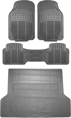 Miniatura 20 de FH Group Alfombrillas para Piso de Automóvil - Alfombrillas de Piso de Goma Resistente para Automóviles, Ajuste Universal Juego Completo, Gris