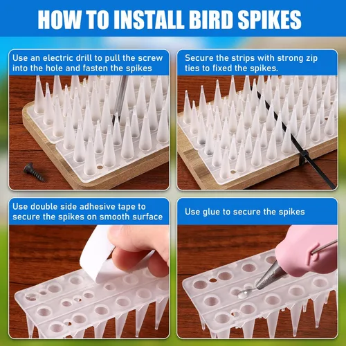 Miniatura 6 de TOBWOLF Paquete de 12 picos de pájaros, picos de plástico para valla para pájaros pequeños, paloma, ardilla, mapache, no más nidos de pájaros