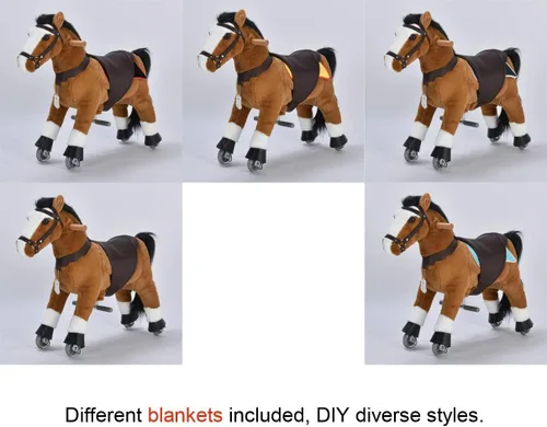 Miniatura 8 de UFREE Paseo en caballo, juguete de caballo para montar, caballo mecánico, animal de peluche, cola y melena negras, edad 3-6