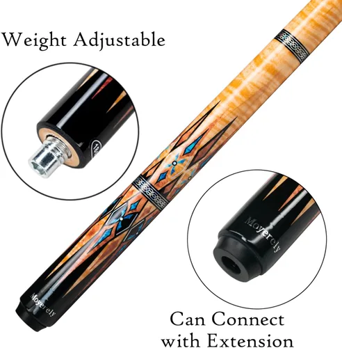 Miniatura 8 de Taco de billar de fibra de carbono de Moyerely, palo de taco de 11.8mm/12.5mm de baja deflexión, palo de piscina profesional con estuche