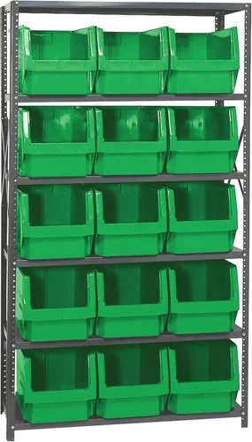 Miniatura 330 de Quantum QSBU-245BK Heavy Duty Shelving Unit with (7) Shelves and (24) QUS245 Black Bins for Garage Warehouse Storage Distribution 400 lb Load
