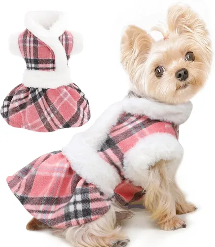 Miniatura 13 de Suéter para perro, ropa de invierno para perros pequeños, niño y niña, vestido de otoño para perrito, forro polar cálido, chihuahua, Yorkie, Tartán