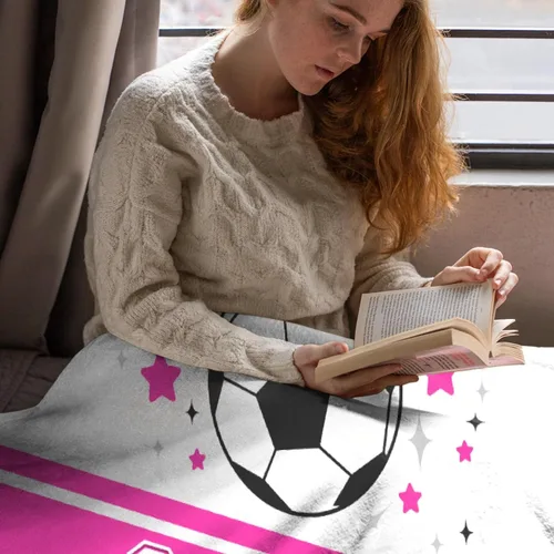 Miniatura 44 de Manta de fútbol para niñas, regalos de fútbol para niñas y niños, manta de franela de forro polar suave y cálida para niñas, regalos de fútbol