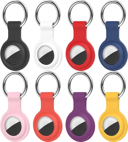 Compatible con estuche porta AirTag llavero paquete de 8, silicona para Air Tags cadena de llaves, funda anillo para estuche porta Air Tag