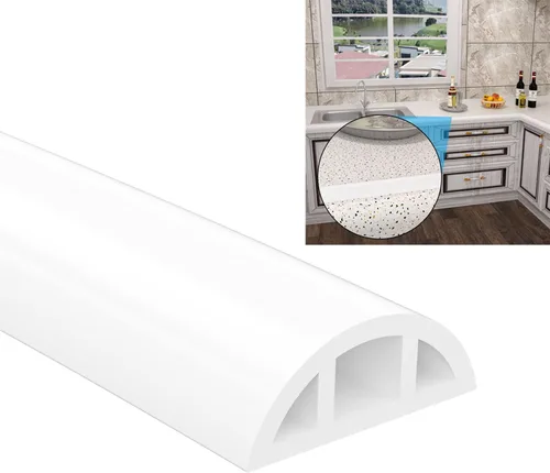 Miniatura 8 de Presa de agua plegable de 78 pulgadas para umbral de ducha con forma de arco de 0.47 pulgadas de alto, barrera negra para detener el agua, mantiene