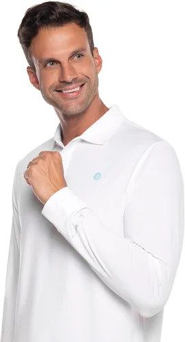 Miniatura 4 de Coolibar playera polo para golf con UPF 50+ para hombre - Protege del sol, XL, Blanco