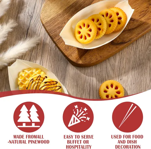 Miniatura 4 de Hoolerry 600 platos de bambú desechables de madera de bambú, cuencos y cubiertos de bambú para sushi, bandeja de servir para fiestas, catering, uso