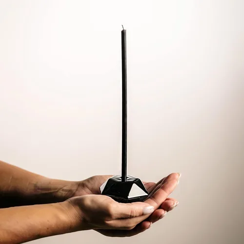 Miniatura 2 de Juego de 2 portavelas Danilovo - Hecho a mano, resistente soporte de cerámica fino para candelabros - Decoración negra de lujo ideal para el hogar