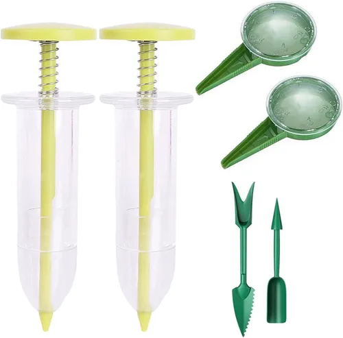 Mini esparcidor de semillas de 6 piezas, mini dispensador de semillas de siembra 2025, herramienta de sembradora de semillas pequeña, juego manual