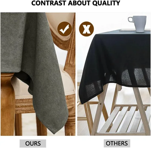 Miniatura 97 de Mantel para mesa rectangular de 55x71 pulgadas, de lino sintético, resistente a las arrugas e impermeable, color beige, para cocina, comedor