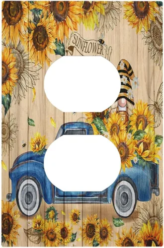Miniatura 10 de Cubiertas de Salida Triple Basculante con Hojas de Plantas de Eucalipto Azul en Acuarela Floral, Placa Frontal Decorativa de 3 Posiciones, Cubierta