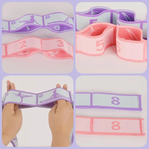 Miniatura 3 de Correa elástica de estiramiento para yoga con bucles, correas de estiramiento CEILIWEN para terapia física, banda elástica de estiramiento