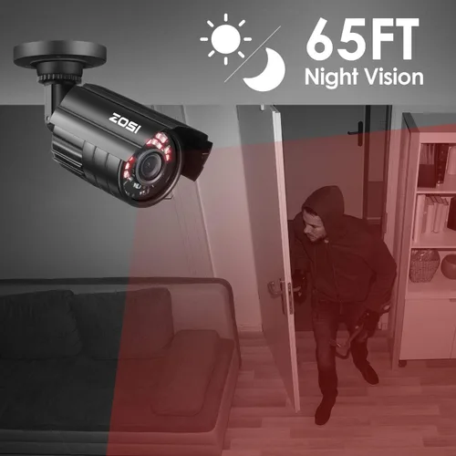 Miniatura 9 de ZOSI Cámara de seguridad 1080P HD TVI para la oficina en casa sistema de vigilancia CCTV Bullet BNC cámara con visión nocturna negro (renovado)