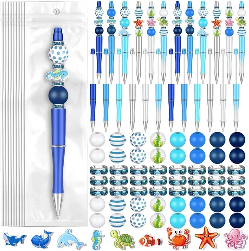 Miniatura 15 de Colarr 24 Juegos de Bolígrafos de Plástico con Cuentas DIY Kit para Hacer Bolígrafos Cuentas de Madera Surtidas Espaciador de Cristal Bolígrafo