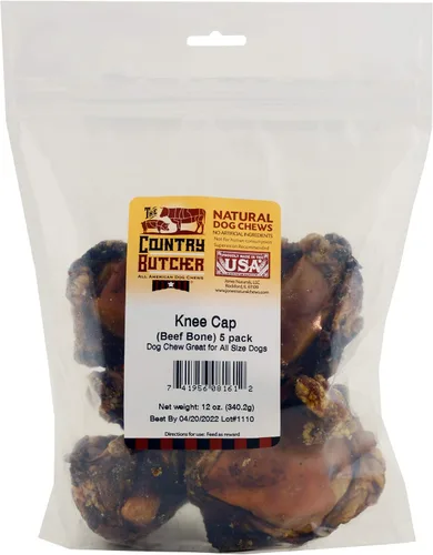 Miniatura 2 de THE COUNTRY BUTCHER Rodilleras de carne de res, huesos para masticadores agresivos, golosinas para perros de raza media, natural, resistente