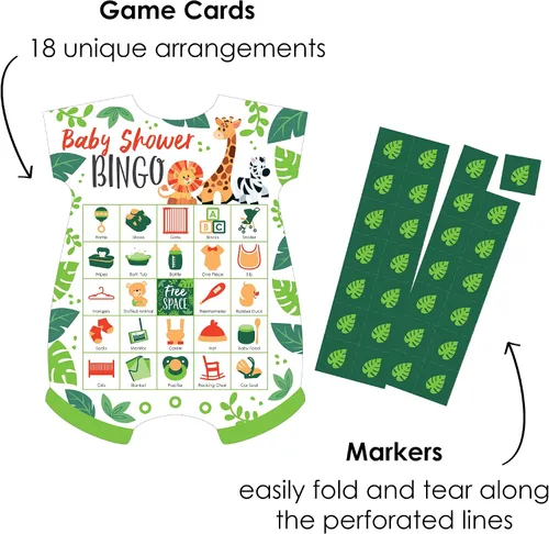 Miniatura 2 de Big Dot of Happiness Jungle Party Animals - Tarjetas de bingo y marcadores con imágenes - Safari Zoo Animal Baby Shower Bingo Juego de Bingo - Juego