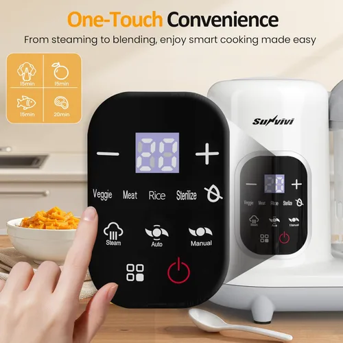 Miniatura 2 de Sunvivi Fabricante de alimentos para bebés: procesador de alimentos para bebés todo en uno con vapor, calefacción, descongelación, licuadora