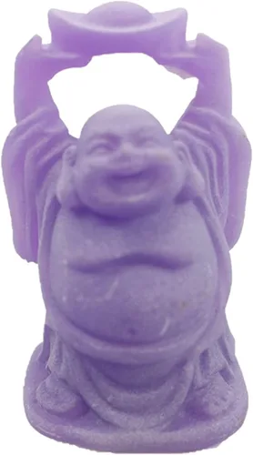 Miniatura 6 de Feng Shui - Juego de 6 figuras de Buda moradas de 3 pulgadas, color marfil, con cara feliz que brilla en la oscuridad, estatua de cristal verde
