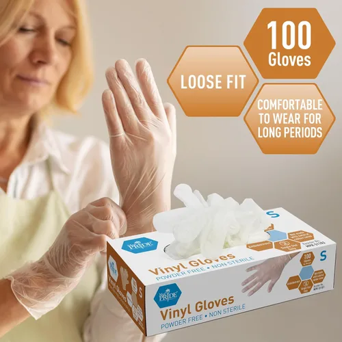 Miniatura 6 de MedPride - Guantes de vinilo para uso general, sin polvo, pequeños, 100 unidades (paquete de 1)