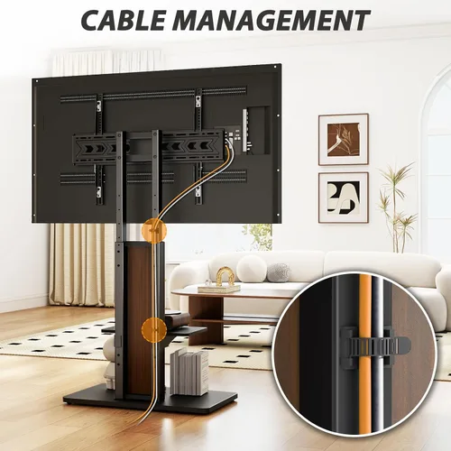 Miniatura 4 de TVON Soporte de TV de suelo resistente para televisores grandes de 55 a 90 pulgadas de hasta 150 libras, soporte de TV alto con montaje ajustable