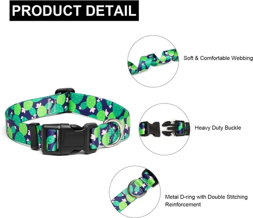 Miniatura 78 de Mercano Collar ajustable para perro, patrones de diseño especial, nailon suave, cómodo y resistente, collar para mascotas para perros pequeños