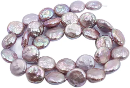 Miniatura 6 de SR BGSJ Botón de moneda natural de 0.433-0.472 in, blanco, rosa, morado, perlas de agua dulce, collar, pulsera, aretes, fabricación de cuentas
