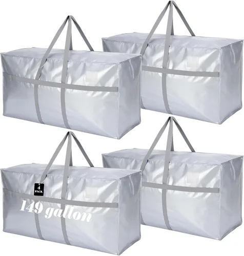 Miniatura 54 de 4 Piezas Bolsas de Mudanza Grandes con Cremallera y Asas Bolsas de Lona Tipo Duffle Plegables de Almacenamiento Extra Resistentes Extra Grandes