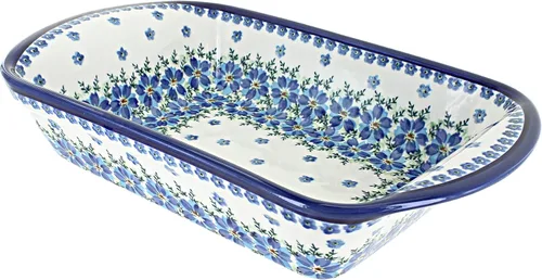 Miniatura 7 de Blue Rose Polish Pottery - Panadero rectangular grande con asas de tulipán azul, 11.5 x 9.25 pulgadas, único, apto para lavavajillas y duradero