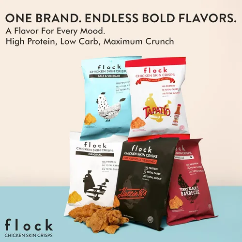 Miniatura 6 de Flock Chips de piel de pollo Keto – Sabor original, bajo en carbohidratos, alto en proteínas, chips crujientes de pollo sin gluten, aperitivo Keto