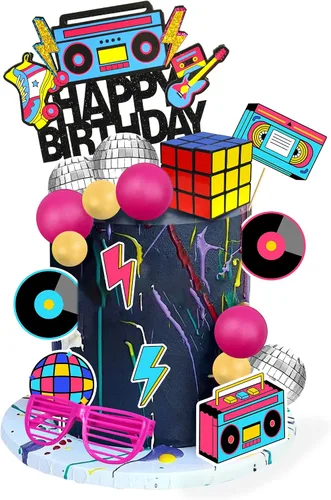 20 PIEZAS Decoraciones de Tarta de los 80 y 90 con temática de Hip Hop Retro para nacidos en la década de los 80 y 90 Decoraciones de recuerdo