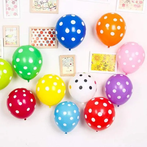 100 globos de látex de colores surtidos de 12 pulgadas, globos de lunares, decoraciones para fiestas de cumpleaños, bodas, suministros de baby shower