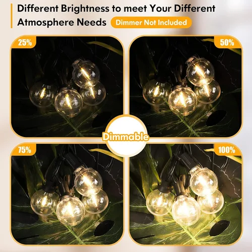 Miniatura 4 de Luces de Cadena LED para Exteriores de 50 Pies Impermeables, Brillantes 2700K, Luces de Cadena para Patio LED con 27 Bombillas Globo G40