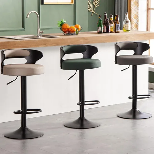 Miniatura 7 de Taburetes de bar altos de piel sintética mate para sala de estar, silla de bar, respaldo de muebles de cocina, taburete alto, taburete nórdico