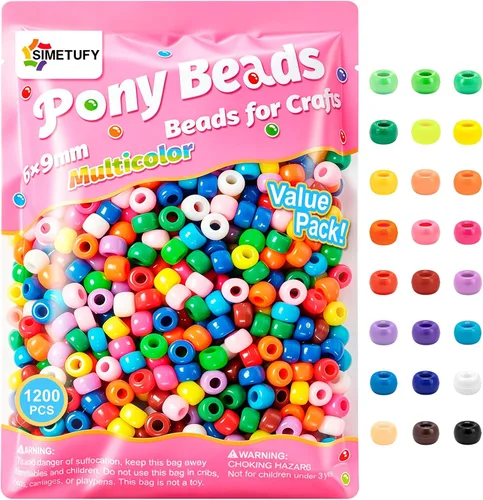 Miniatura 15 de Simetufy 3600 cuentas de poni a granel, 24 colores surtidos, cuentas de plástico arcoíris para trenzar el cabello, pulseras de amistad, 3600 Clásico