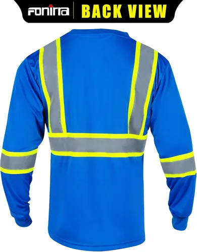 Miniatura 3 de FONIRRA Paquete de 3 camisetas de seguridad de manga larga reflectantes de alta visibilidad, camisas de trabajo de construcción ANSI Clase 3
