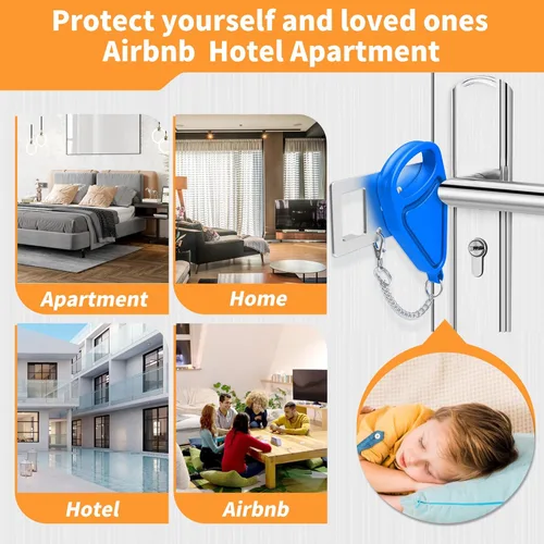 Miniatura 3 de Cerradura de puerta portátil para seguridad del hogar, cerradura de viaje, cerraduras de seguridad para seguridad adicional y privacidad, perfecta