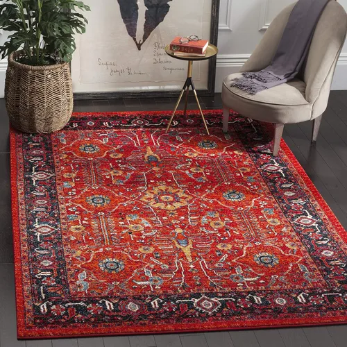 SAFAVIEH Vintage Hamadan Collection - Alfombra decorativa de 2 pies 7 pulgadas x 5 pies, naranja y azul marino, diseño tradicional persa, no