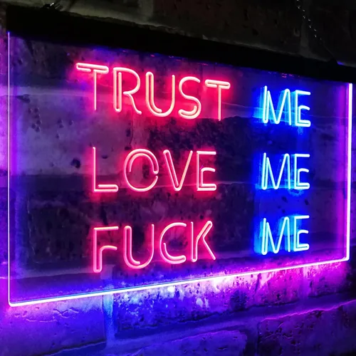 Miniatura 2 de ADVPRO Trust Me Love Me Fuck Me Décor Man Cave Nightclub Garage Letrero de neón LED de doble color, azul y rojo, 12 x 8.5 pulgadas, st6s32-i3081-br