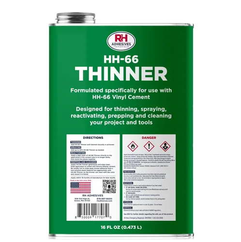 Miniatura 8 de HH-66 Diluyente, 1 Galón - Preparación, Dilución, Reactivación, Limpieza, Multiusos, Compatible con Cemento de Vinilo HH-66 - RH Adhesives
