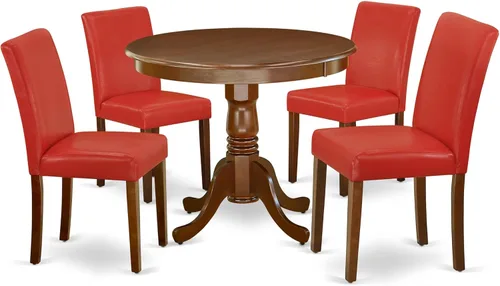 Miniatura 20 de East West Furniture ANAB3-AWA-05 - Juego de mesa de comedor moderno de 3 piezas, incluye una mesa de cocina redonda con pedestal y 2 sillas