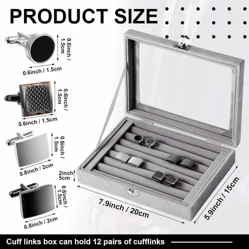 Miniatura 2 de Quelay La caja de gemelos para hombre incluye 412 pares de gemelos, vitrina de joyería con hebilla de metal para hombres, regalo de boda y negocios