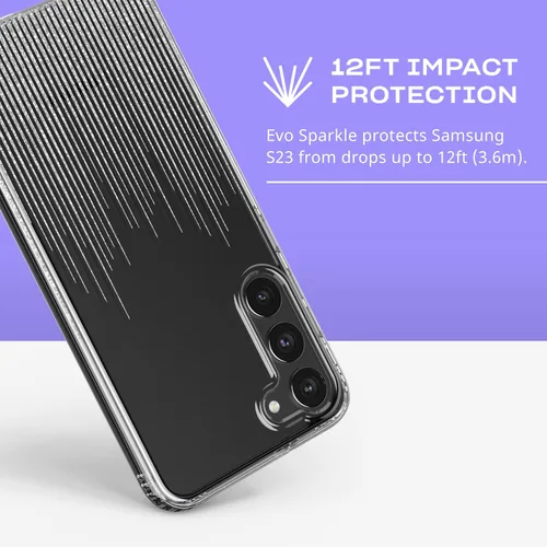 Miniatura 3 de tech21 Evo Sparkle - Funda para Samsung Galaxy S23 Plus, resistente a la lluvia y a los arañazos con protección contra caídas de 12 pies
