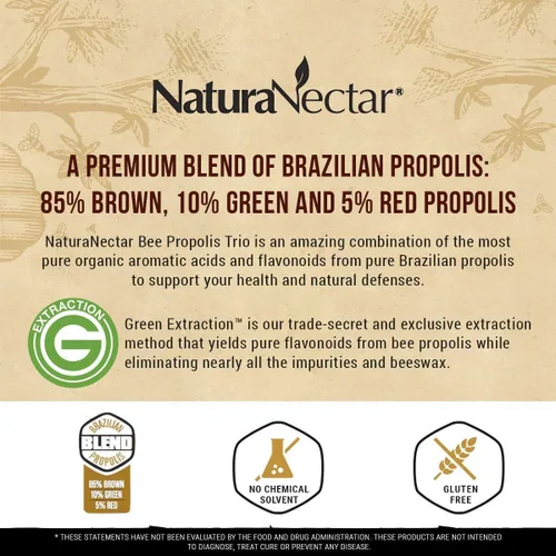 Miniatura 4 de NaturaNectar Paquete de propóleos de abeja natural, trío y propóleos rojos, para apoyo inmunológico y cardiovascular y un metabolismo saludable*