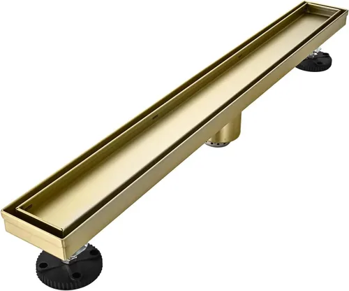 Miniatura 26 de AVSIILE Desagüe lineal de suelo de ducha, kit de drenaje de baño de acero inoxidable 304 de color dorado cepillado de 48 pulgadas, drenaje Oro