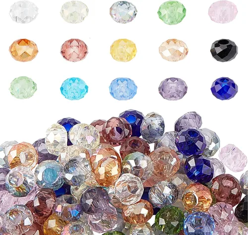 Miniatura 10 de PH PandaHall 360 cuentas de cristal en forma de cubo, 12 colores, cuentas galvanizadas facetadas de 0.236 in, cuentas sueltas para collares, aretes